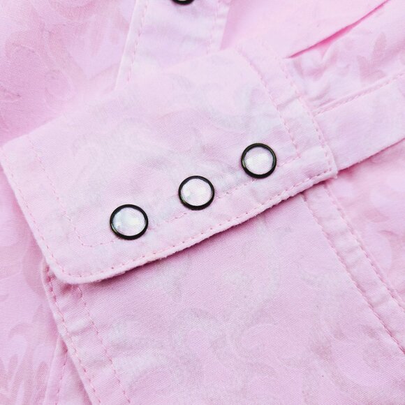 Ariat Women’s Light Weight Solid Pink Scrolled Blouse - Picture 3 of 5